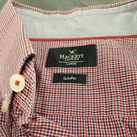 HACKETT - Red and Blue checkered shirt - Sz. L - 16 - Picture 8 of 8